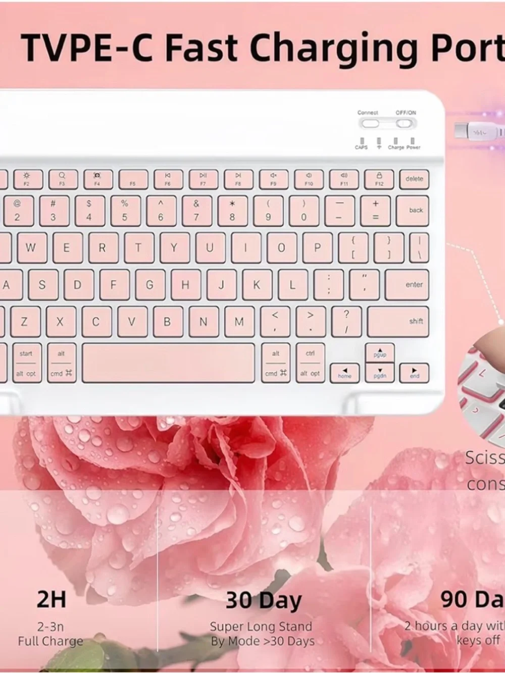 Keyboard Case for Samsung Galaxy Tab A9+ A11+ 11” w/ Mouse Pink Slim